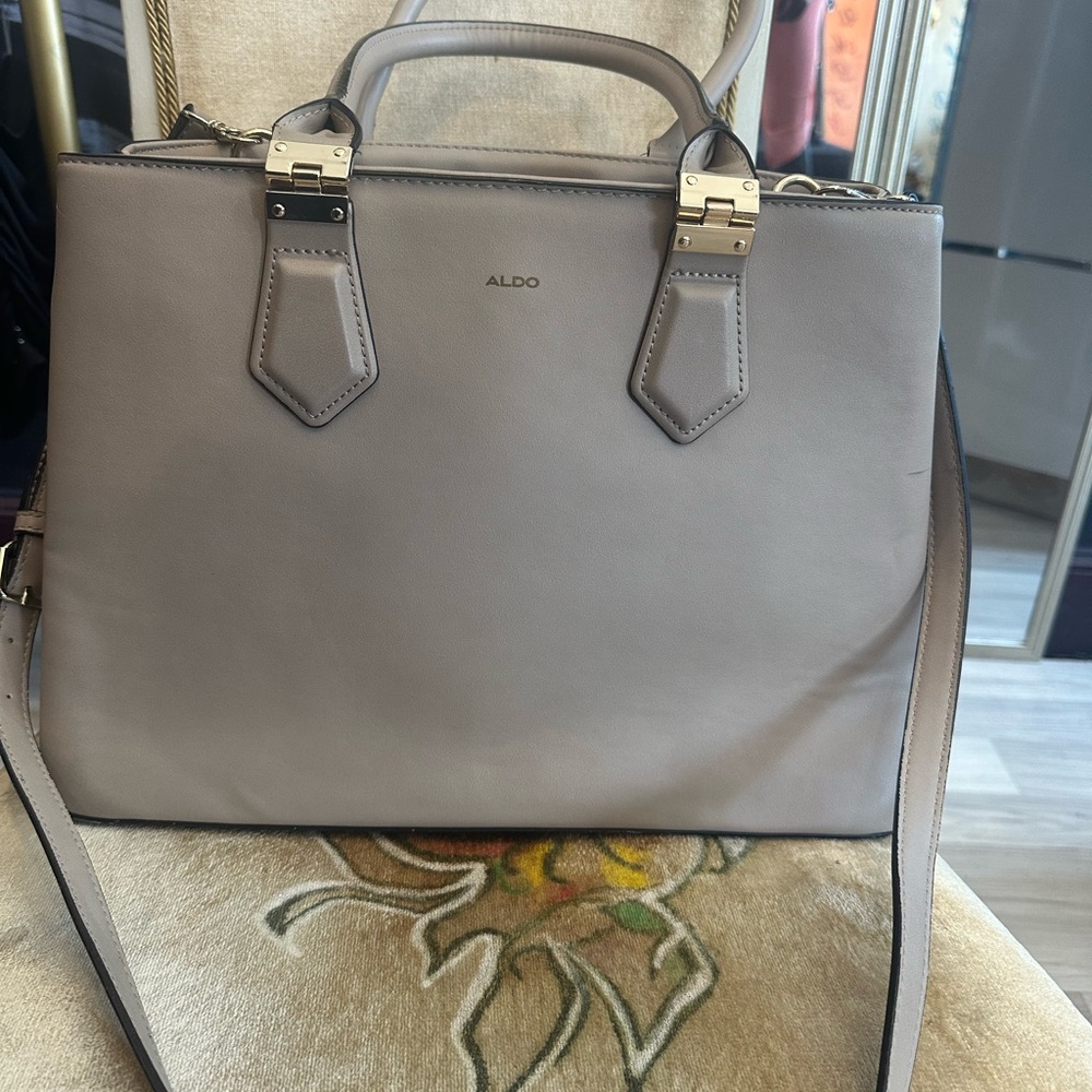 Aldo Tan Satchel with Gold Accents